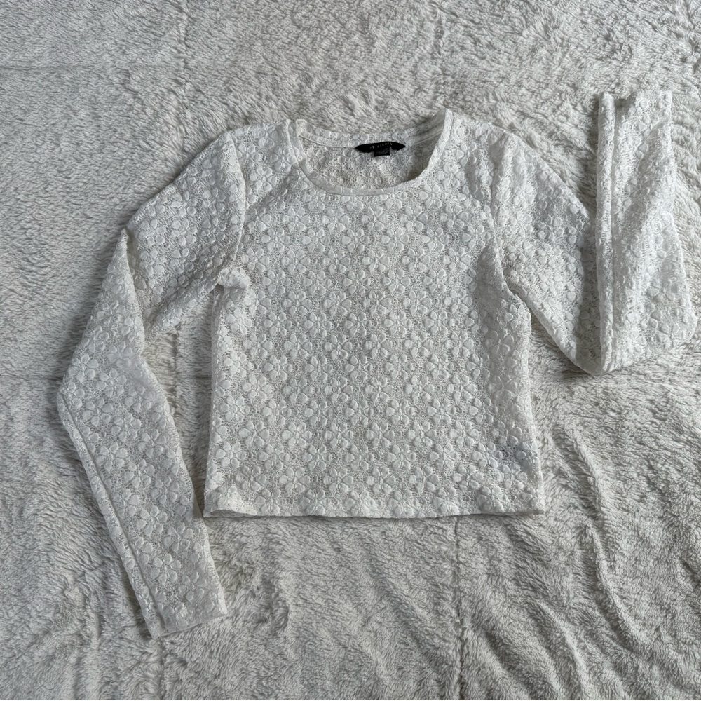 American Eagle Studio White Lace Long Sleeve Top Size XS